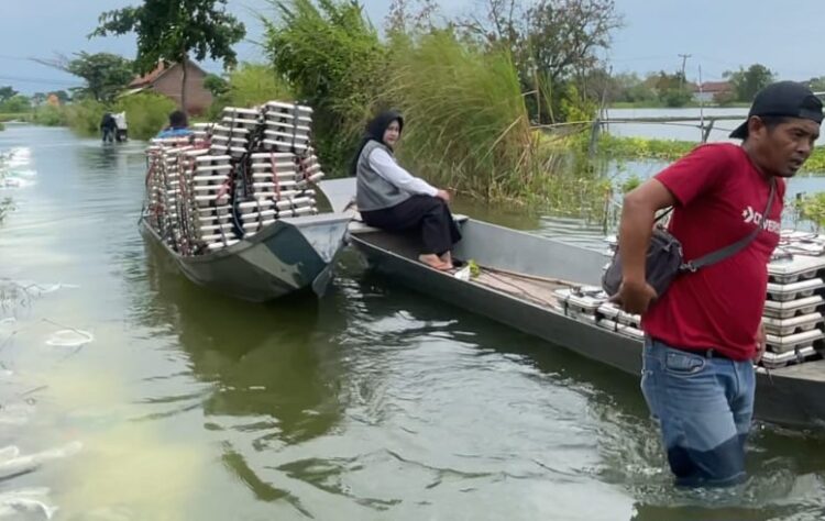 Tembus Banjir, Tim SPPG Tiwet Antar MBG ke Desa Jelakcatur Lamongan