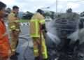 Mobil BMW X3 Terbakar di Tol Belahanrejo Gresik, Pengemudi Sigap Selamatkan Diri