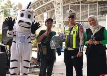 Sapa Warga di CFD, Satlantas Polres Gresik Wujudkan Jalan Raya Aman